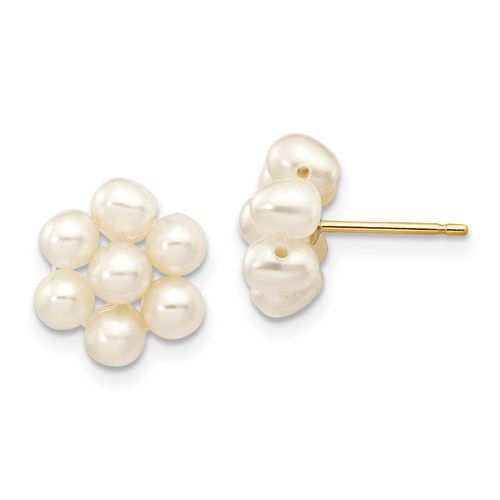 K 3-4mm White Egg Freshwater Cultured Pearl Flower Earrings - Jewelry - Modalova