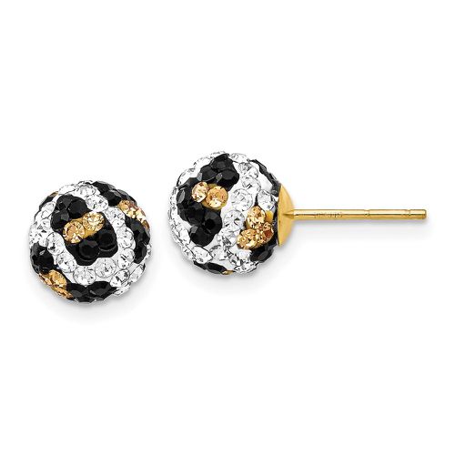 K Crystal Leopard White Black Yellow 8mm Post Earrings - Jewelry - Modalova