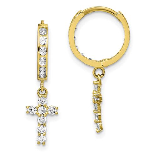 K CZ Cross Hinged Hoop Earrings - Jewelry - Modalova