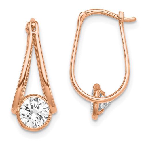 K Rose Gold Polished CZ Hoop Earrings - Jewelry - Modalova