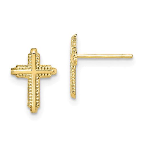 K Yellow Gold Polished Cross Post Earrings - Jewelry - Modalova