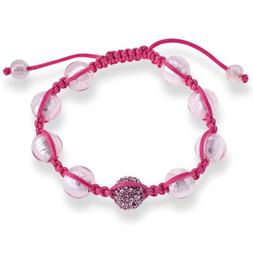 Mm Pink Beads With 1 Pink Crystal Bead Pink Cord Macrame Bracelet - Classic - Modalova