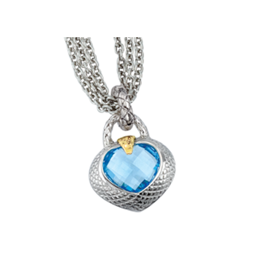 Italy VHP 723 Women's Traversa and Shiny Heart Shaped Sterling Silver Pendant - Alisa - Modalova