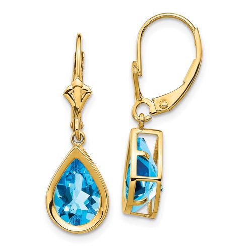 K 10x7mm Pear Blue Topaz Leverback Earrings - Jewelry - Modalova