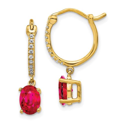 K 1/10ct Diamond & Ruby Dangle Hoop Earrings - Jewelry - Modalova