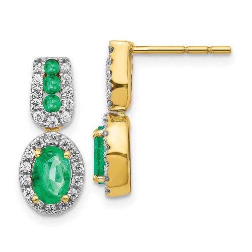 K 1/3Ct Diamond & Emerald Earrings - Jewelry - Modalova