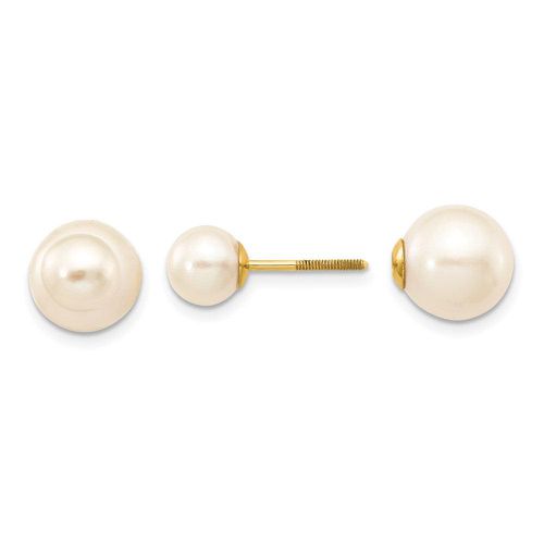 K 6-7mm & 9-10mm Round Freshwater Cultured Pearl Screw On Post Earrings - Jewelry - Modalova