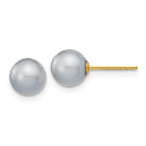 K 6-7mm Grey Round Freshwater Cultured Pearl Stud Post Earrings - Jewelry - Modalova