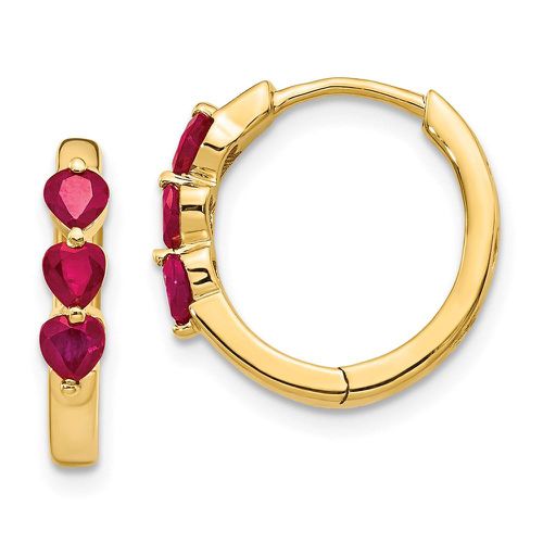 K Gold w/ Created Ruby Polished Hoop Earrings - Jewelry - Modalova
