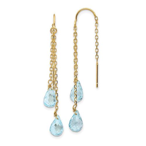 K Double Blue Topaz Pear Shape Threader Earrings - Jewelry - Modalova
