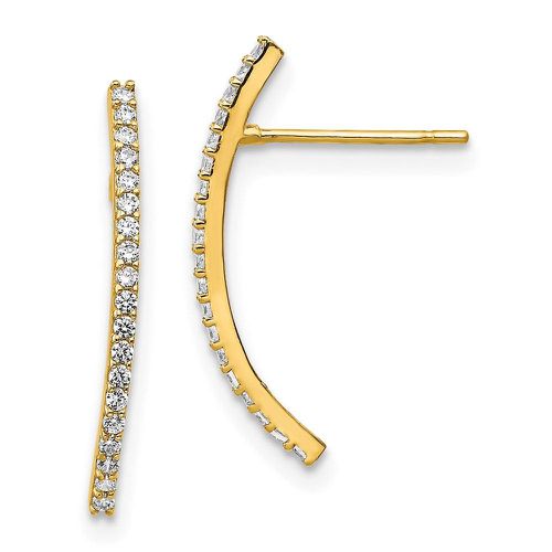 K Polished Curved CZ Bar Post Earrings - Jewelry - Modalova