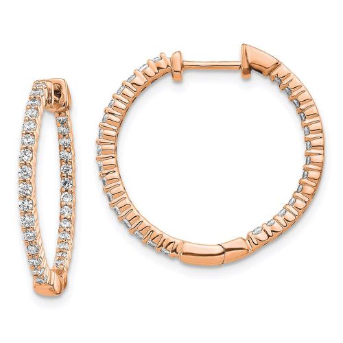 K Rose Gold Polished Diamond In and Out Hinged Hoop Earrings - Jewelry - Modalova