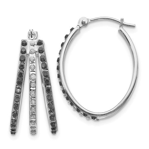 K WG Diamond Fascination Black & W Diamond Triple Oval Hinged Hoop Ear - Jewelry - Modalova