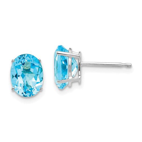 K White Gold 8x6mm Oval Blue Topaz Earrings - Jewelry - Modalova