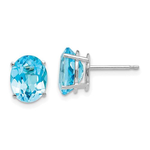 K White Gold 9x7mm Oval Blue Topaz Earrings - Jewelry - Modalova