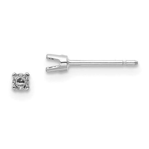 K White Gold 2.25mm Round Stud Earring Mounting w/backs No Stones Included - Jewelry - Modalova