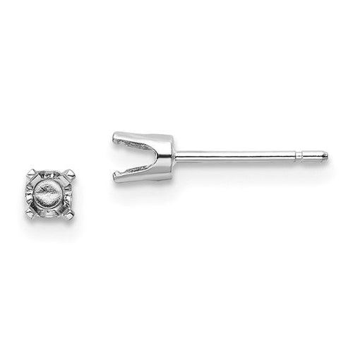 K White Gold 3.25mm Round Stud Earring Mounting w/backs No Stones Included - Jewelry - Modalova