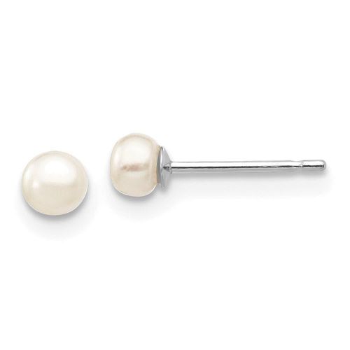 K White Gold 3-4mm White Button FW Cultured Pearl Stud Post Earrings - Jewelry - Modalova