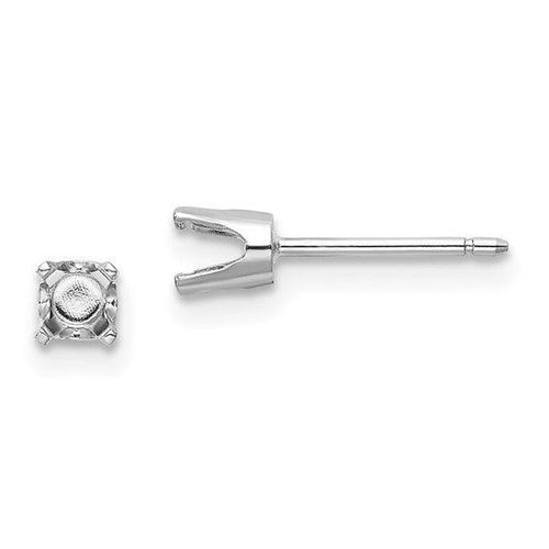 K White Gold 3.75mm Round Stud Earring Mounting w/backs No Stones Included - Jewelry - Modalova