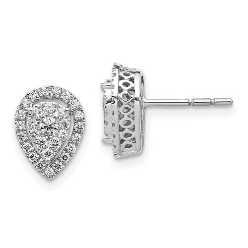 K White Gold Teardrop Cluster Diamond Post Earrings - Jewelry - Modalova