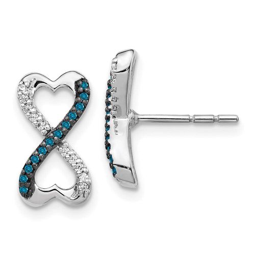 K White Gold w/ Blue and White Diamond Infinity Heart Post Earrings - Jewelry - Modalova