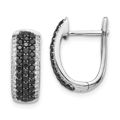 K White Gold Black & White Diamond Hinged Hoop Earrings - Jewelry - Modalova