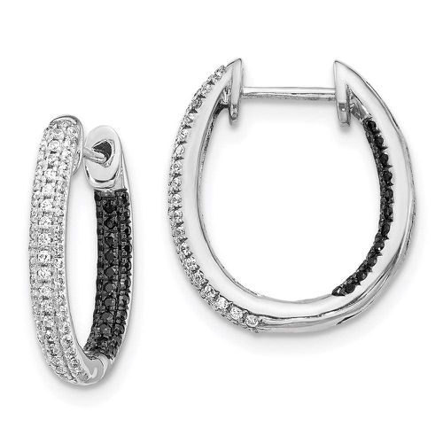 K White Gold Black & White Diamond In-Out Hoop Earrings - Jewelry - Modalova