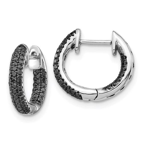 K White Gold Black Diamond Hinged Hoop Earrings - Jewelry - Modalova