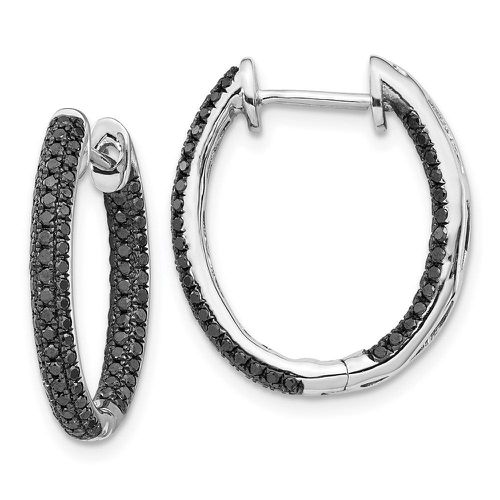 K White Gold Black Diamond In-Out Hoop Earrings - Jewelry - Modalova