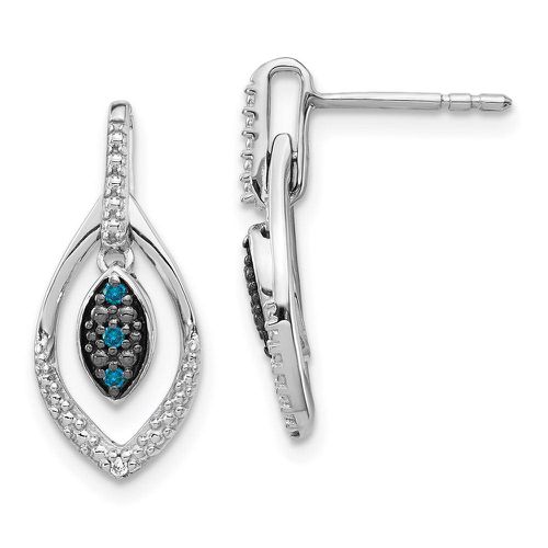 K White Gold Blue and White Diamond Dangle Post Earrings - Jewelry - Modalova