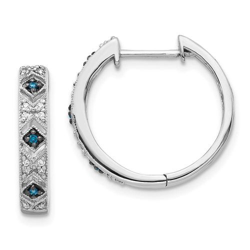 K White Gold Blue/White Diamond Hinged Hoop Earrings - Jewelry - Modalova