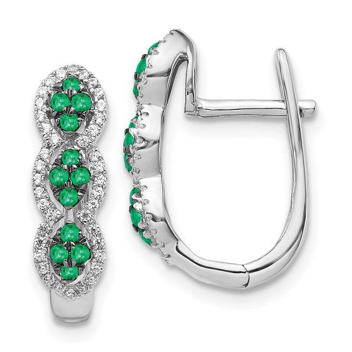 K White Gold Diamond and Emerald Earrings - Jewelry - Modalova