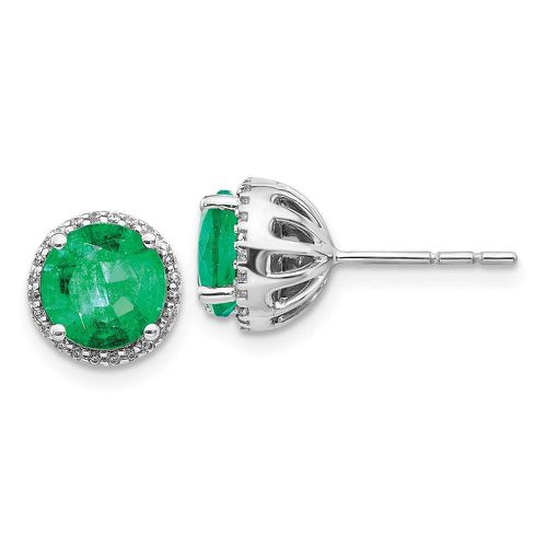 K White Gold Diamond & Emerald Post Earrings - Jewelry - Modalova