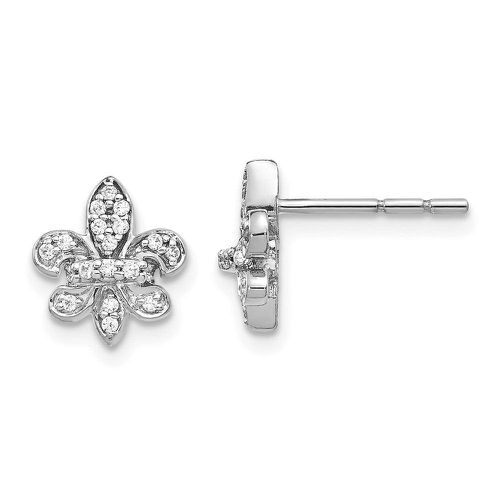 K White Gold Diamond Fleur de Lis Post Earrings - Jewelry - Modalova