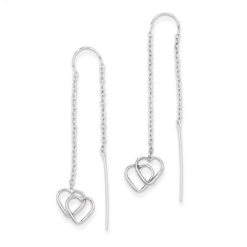K White Gold Double Heart Threader Earrings - Jewelry - Modalova