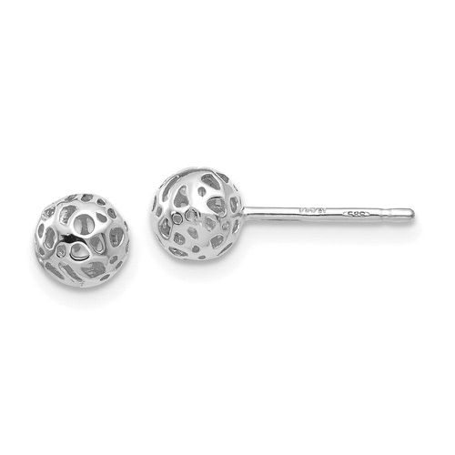 K White Gold Small Fancy Ball Post Earrings - Jewelry - Modalova