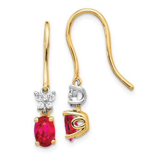 K Two Tone Diamond & Ruby Earrings - Jewelry - Modalova