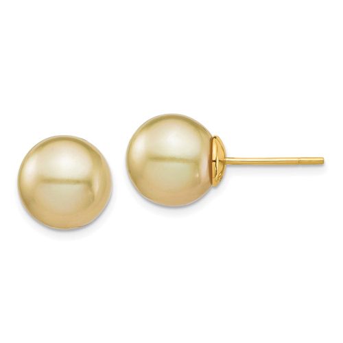 K 10-11mm Golden Round Saltwater Cultured South Sea Pearl Post Earrings - Jewelry - Modalova