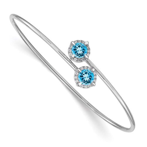 K White Gold Blue Topaz Flexible Bangle - Jewelry - Modalova