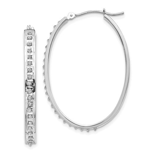 K White Gold Diamond Fascination Oval Hinged Hoop Earrings - Jewelry - Modalova