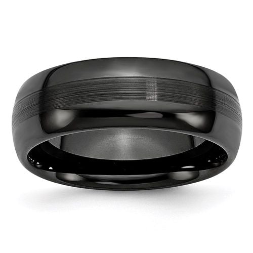 Ceramic Black 8mm Brushed and Polished Band - Chisel - Modalova