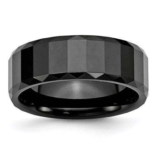 Ceramic Black Faceted 8mm Polished Beveled Edge Band - Chisel - Modalova