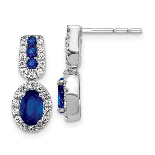 K White Gold Diamond & Sapphire Post Earrings - Jewelry - Modalova