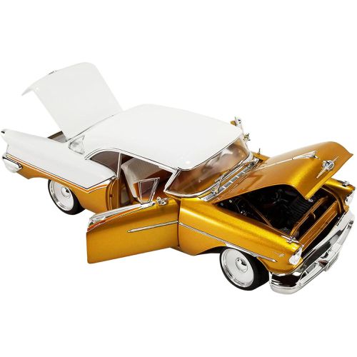 Diecast Model Car - 1957 Oldsmobile Super 88 Gold Metallic and White - ACME - Modalova