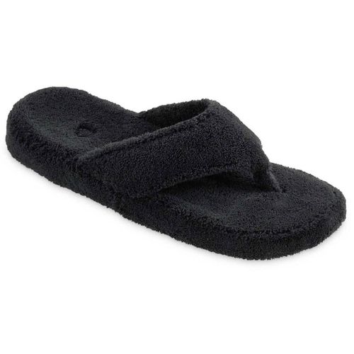 Women's Slippers - Spa Thong Velvety Soft, Black, XL / A10454AAAWXL - Acorn - Modalova