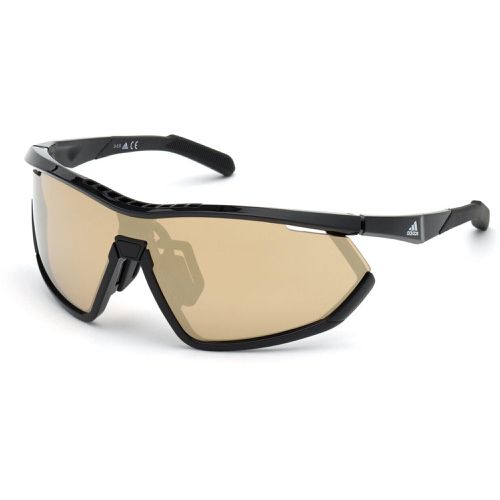 Women's Sunglasses - Shiny Black Frame Brown Mirrored Lens / SP0002 01G - Adidas - Modalova