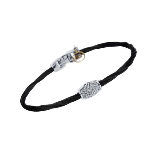 K White Gold Black Single Cable Stackable Diamond Bracelet 04-52-0249-11 - Alor - Modalova