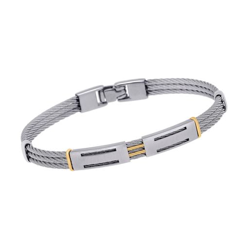 Stainless Steel and 18K Yellow Gold Cable Bracelet 04-93-7810-00 - Alor - Modalova