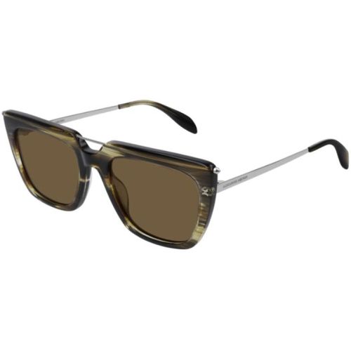 Unisex Sunglasses - Brown Silver / AM0169S 003 - Alexander McQueen - Modalova