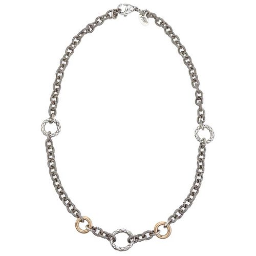Italy Women's Necklace - Traversa Twist Chain with Rose Circle Shape / VHN 859 R - Alisa - Modalova
